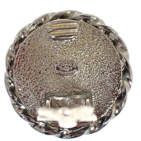 CHANEL Mademoiselle Round Earrings 05P Clip-On Silver-plated France ACC - Picture 7 of 8